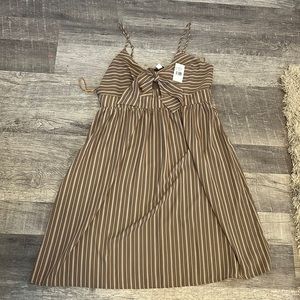 Basil Heart Lola Taupe Ivory Summer striped dress